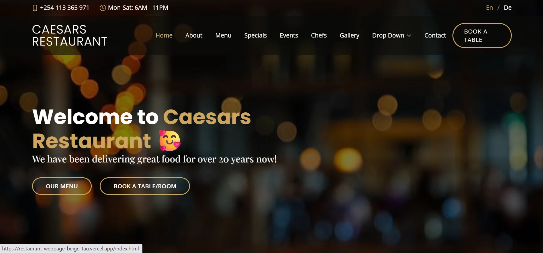 Responsive Restaurant Webpage Project